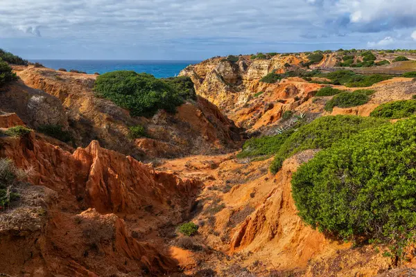 Regionen Algarves Kustlandskap Lagos Södra Portugal Royaltyfria Stockbilder
