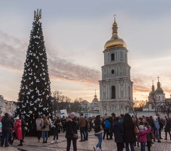 Kiew Ukraine Jan 2023 Der Wichtigste Weihnachtsbaum Der Ukraine Den — Stockfoto