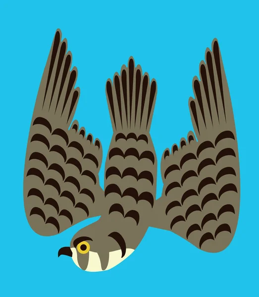 在乌克兰草原上潜水的猎鹰或猎鹰 风格上被称为乌克兰部落的小臂章 — 图库矢量图片