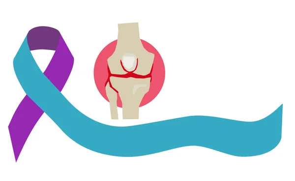 リウマチ性関節炎の人々の問題への注意を象徴する2トンブルーと紫のリボン Ra意識デーはレオマトイド関節炎意識デーであり 2月2日に認知を広めるために観察される — ストックベクタ