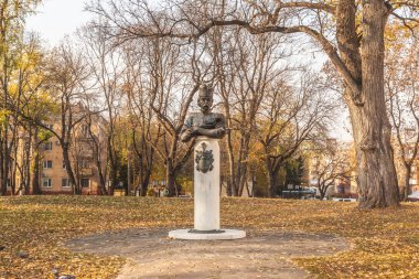 Chernihiv, Ukrayna - 19 Ekim 2019: Çerniv Ukrayna 'da Zaporizhian Konukçusu Hetman ve Ukrayna' nın sol yakası Ukrayna 'da İvan Mazepa' nın tutuklanması