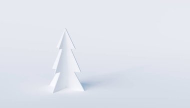 Beyaz arka planda çok az noel ağacı var. 3d hazırlayıcı