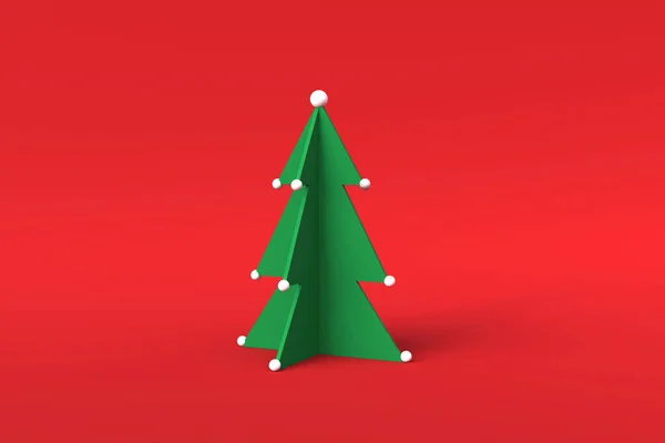 Lowpoly Christmas Tree Red Background Illustration — Stock Photo, Image