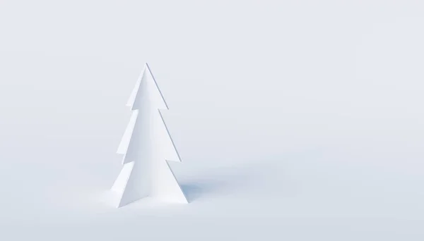 Vereinzelter Minimalistischer Weihnachtsbaum Auf Weißem Hintergrund Darstellung — Stockfoto