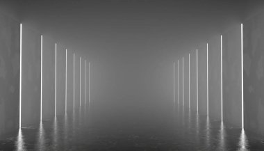 Abstract Futuristic empty floor and room Sci-Fi Corridor With light for showcase,room,interior,display products.Modern Future cement floor and wall background technology interior concept.3d render