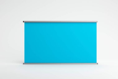 Gösterişli metalik çerçeveli, sunumlarda, sergilerde ve markalaşma vitrinlerinde kullanılmak üzere tasarlanmış saf mavi bir zemin. Temiz ve minimalist.