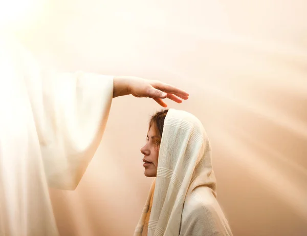 Santo Abençoe Jovem Santo Virgem Humana Mãe Pedir Macho Senhor — Fotografia de Stock
