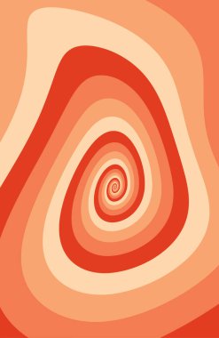 Anahat açık pembe beyaz boya sonsuz kıvrımlı patlak ressam logo dekoru retro baskı stili çiziyor. Modern parlak kırmızı baş döndürücü sıvı akış döngüsü fırıldak baş dönmesi patlamasını kapat