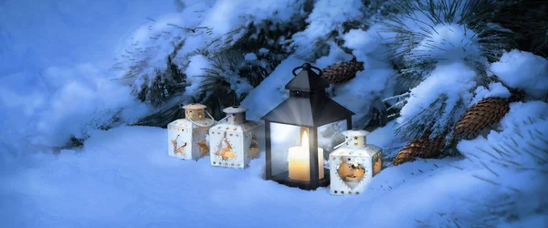 Frohe Frohe Noel Advent Eve Frozen Ice Still Life Text — Stockfoto