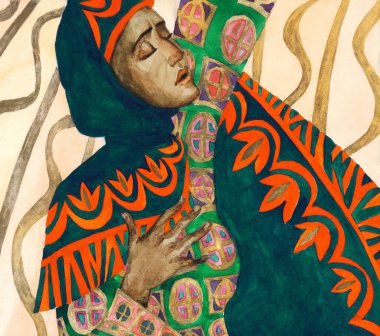 Adult lone arabian mourn weep wish pretty saint jew lady cover head scarf ask help love hope trust Lord Jesus Christ light. Paint drawn devote praise bless asia arab arm sign icon retro artist style