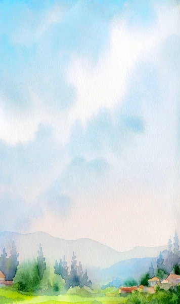 Çizimi Parlak Boyalar Güneşli Cennet Sahneleri Metin Alanı Beyaz Kağıt — Stok fotoğraf