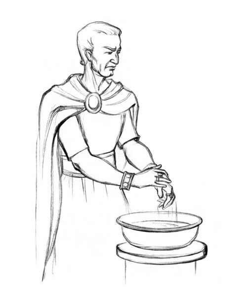 Close up black pencil drawn gospel god faith art sketch sign retro age jew priest arm soak wet. Antique white human male guy lord king warrior soldier combat trial death body care concept text space