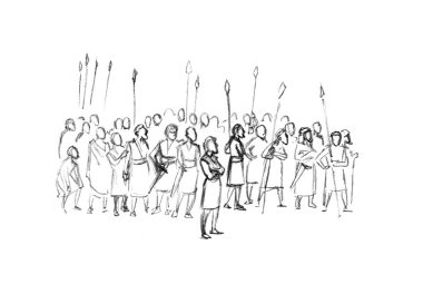 İncil Çağı güçlü erkek muharebe muhafız kampı kalabalık kürek çekerek ön tarafa saldırıyor. Orta Doğu Rusya Kara İmparatorluğu 'nun güçlü eli kutsal Yahudi Tanrı' nın hikayesi eski çizgi film çizimi İncil 'deki sanat eserini çiz.