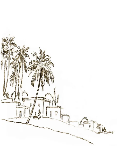 Medio Islam Edad Pavo Oriente Ksar Calle Desierto Oasis Arbusto — Foto de Stock