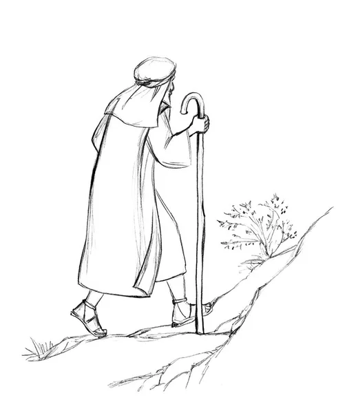 Ručně Kreslený Svatý Hadřík Elijah Rychle Jít Nahoru Chůze Hike — Stock fotografie