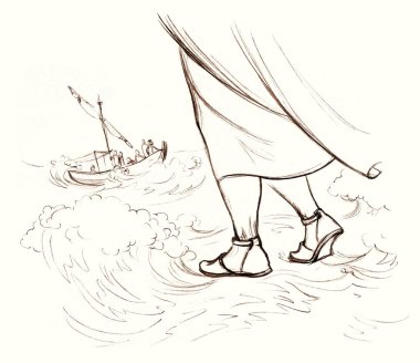 Siyah çizgili el, korku okyanusu batırdı. Sakin ol. Dua et de tarihi eskiz tarzında olsun. Yakın görüş aziz kutsal erkek Yahudi adım insan beyaz rüzgarlı nehir gökyüzü sahnesini koru