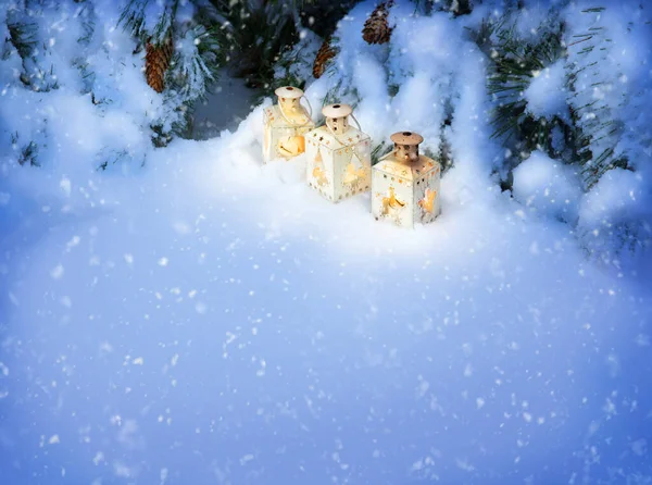 Frohe Frohe Noel Advent Eve Frozen Ice Still Life Text — Stockfoto