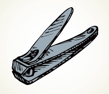 Hafif kağıt arkaplan arkaplan arkaplanındaki basit demir tutucu kolu. Siyah mürekkep kalemi, eski karikatür baskı tarzında sağlıklı logo piktogram amblem tasarım resmi çizdi. Görüntüyü kapat