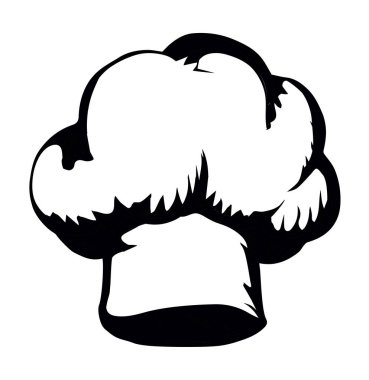 Kapalı, eski Fransız mutfağının kaputu. Siyah mürekkep kalemle çizilmiş başlık tasarımı retro sanat karalama çizgisi siluet baskı stili. Görünüm ışık kağıdının metin arkaplanını kapat