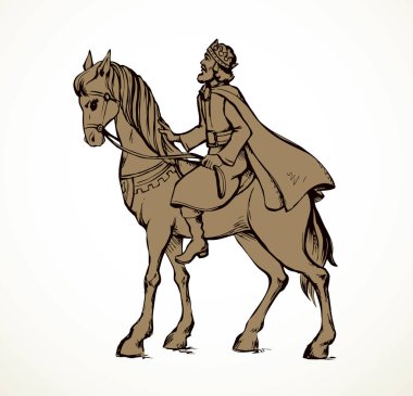 Siyah çizgili el, kutsal kitap çağı Yahudi kahraman erkek kahraman, İncil 'deki hükümdar David sanat çizgi film stili haberci sembolü. Zırh, doğu Roma fantezi savaş tarafında beyaz aygır gökyüzü metin uzayı