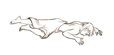 Hand drawn art sketch young adult sad lost ill sick bare nude war stab male teen age prayer guy bleed body fall lay desert. Old antique tired abuse poor pray pain weep cry girl grief god crisis story