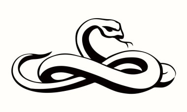 Korkunç büyük yılan. Vektör yakın çekim görüntüsü büyük eğri ölüm dişleri sürünerek kral viperidae crotalus asp yılan derisi bobin beyaz kum zemin metin uzayı. Siyah mürekkep kalem el çizimi soyut hayvanat bahçesi amblemi eski karalama sanat tarzı