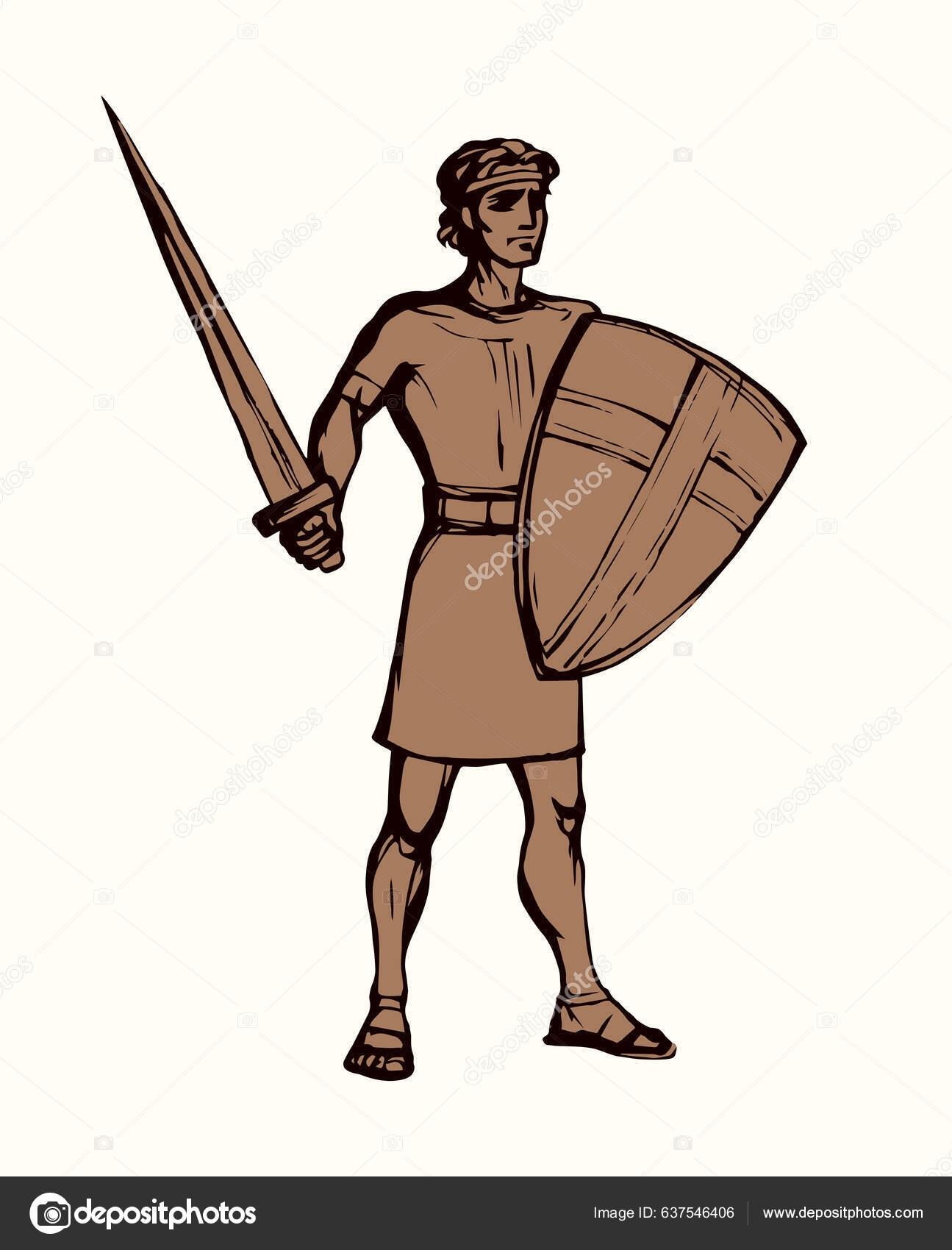 Brave Young Male Greec King Rome Armor Body Stand Black Stock