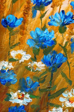 El çizimi hafif boya ressamı köy bahçesi çizimi arazi mavisi çimen filizi bitki örtüsü olay yeri bulut metin alanı. Kuru, olgun, yabani çalı yulafı, çavdar tohumu, ekin tohumu, resim sezonu manzaralı kart manzarası.