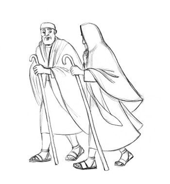 2 male human jew answer Hebrew Israeli guy ask holy lord god preach Moses law white faith story Islam art. Middle east old retro age Asian robe dress cloth look lead path step Saudi trip hand drawn