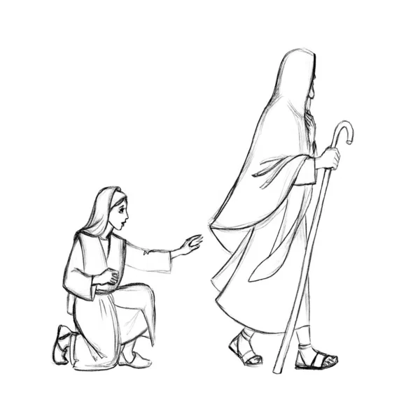 Старый Святой Еврей Мужчина Человек Идти Апостол Питер Путь Лорд — стоковое фото