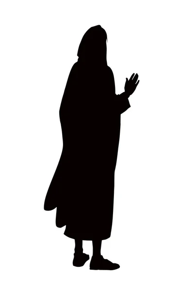 Alter Weißer Menschlicher Glaube Hoffnung Mönch Priester Arm Nach Oben — Stockvektor