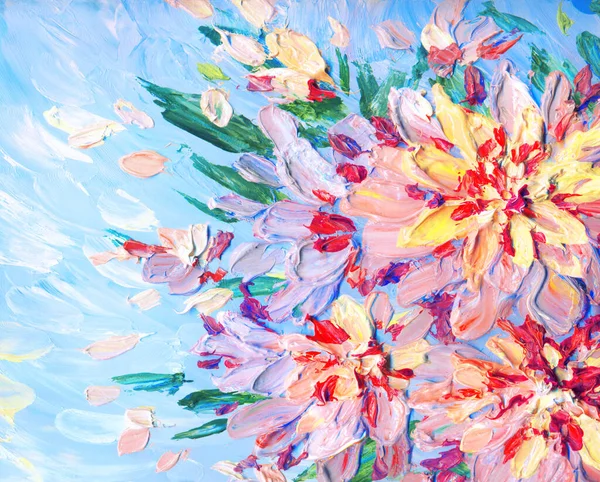 Jasne Nowoczesne Malowanie Pastelowy Widok Szkic Ręcznie Rysowane Akrylowe Botaniczne — Zdjęcie stockowe