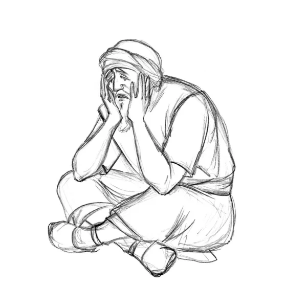 Lone Poor Rural Guy Tired Prayer Jonah Ask Beg Help — Foto de Stock