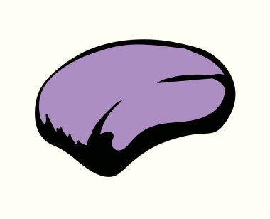 Taze koku köpüğü etrafındaki büyük eğriyi kapat. Nesneleri durula. Kağıt arkaplan alanı. Siyah renkli mürekkep kalemi basit soyut güzellik amblemi amblemi eski karalama sanat tasarım tarzı 