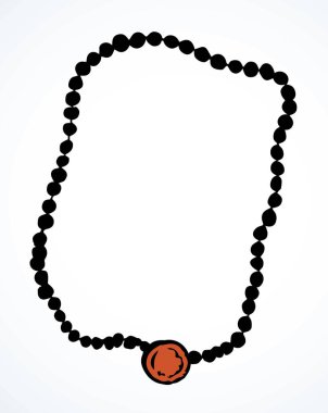 Ana hatları siyah mürekkep çizilmiş kutsal, soyut, kaba İslami kabile kızı altın Chaplet yüzük nesne logosu modern sanat karikatürü tasarımı. Beyaz metin arkaplanını kapat