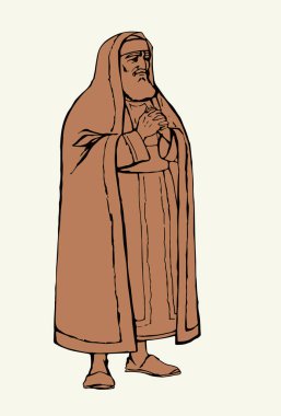 Kutsal Yahudi, Tanrı 'nın inancı, erkek, hukukun efendisi, baş bezi. El çizimi siyah çizgi Irak Kilisesi Suudi İranlı mahkeme başkanı yargıç İsa Mesih 'in İranlı eskiz sanatı sembolüyle karşı karşıya