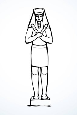 Giza Kahire sfenks şehir logosu tabelası Luxor Palace Africa Amun harabe. El çizimi geçmiş etnik efsane kafa taç, tabut, taş sütun, karikatür, siyah çizgi çizim tarzı.