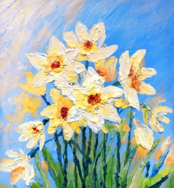 Parlak modern gouache boya pastel eskiz desen görünümü. Canlı el çizimi akrilik botanik tomurcuk sapı bitki posası retro yaratıcı kağıt kanva fırça tebrik kartı tarzı. Turuncu renkli gri gökyüzü sahnesi