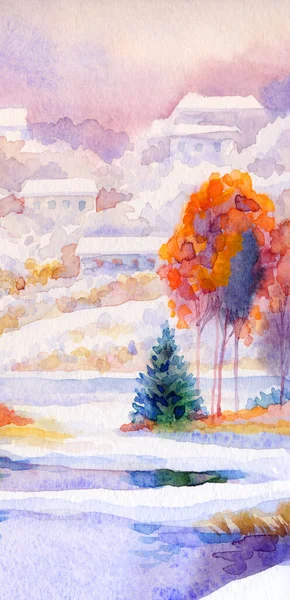 Pittura Disegnato Mano Opere Arte Fresco Nuovo Anno Nebbia Nuvoloso — Foto Stock