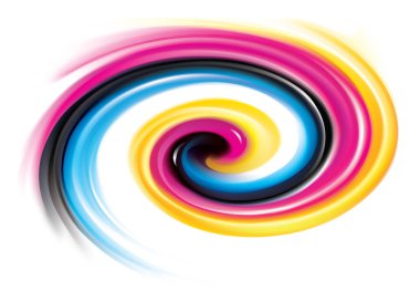 Canlı birincil boya gama tam palet pigment sembol çerçeve pankartın yaratıcı anafor şablonu. Yazdırma teknolojisi parlak kıvrımlı püskürtme disk simgesi simgesi logosu. Yakın görünüm metin uzayı