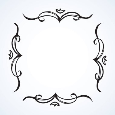 Eski sevimli romantik kitap kurdelesi kıvrımlı fiyonk etiketi beyaz kağıt arka planda izole edilmiş. Freehand siyah mürekkep ana hatlarıyla çizilmiş kıvrımlı köşe çizimi sanatsal kırsal kıvrımlı karalama tarzı.