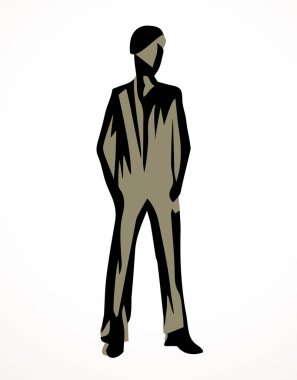 Yetişkin servis elemanı Avatar kol kalçası logo amblemi konsepti. Ana hatları siyah mürekkep kalem eli düz yönetimli bekle ağ ui web tasarımı modern sanat doodle tarzı beyaz kağıt metin alanı