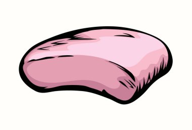 Taze koku köpüğü etrafındaki büyük eğriyi kapat. Nesneleri durula. Kağıt arkaplan alanı. Siyah renkli mürekkep kalemi basit soyut güzellik amblemi amblemi eski karalama sanat tasarım tarzı 