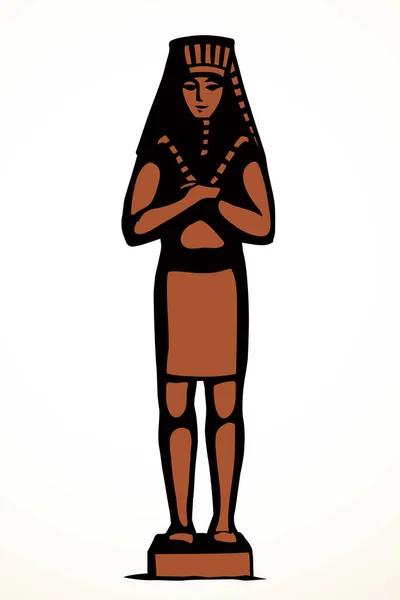 开罗狮身人面像标志着卢克索宫非洲阿蒙的毁灭 轮廓手绘过古民族神话头冠棺材白石柱艺术卡通画黑线素描风格 — 图库矢量图片