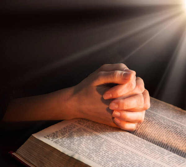 Young israel lady hold palm beg think trust bless love life light Lord Jesus Christ new word. Old retro history teen arab male man guy boy sin soul spirit thank praise peac grace dark night text space