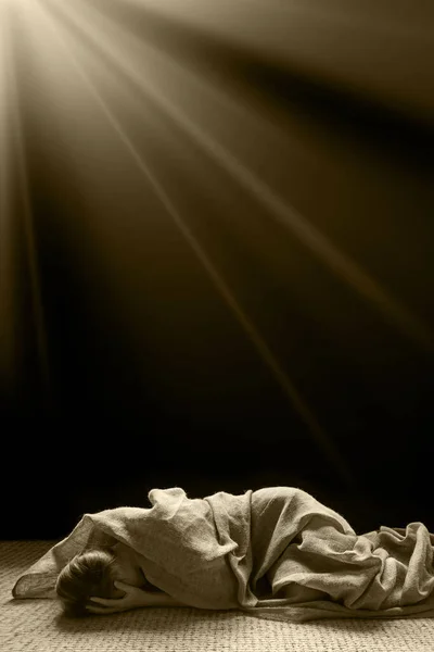 Junge Biblische Einsame Müde Verlorene Schuld Trauern Trauer Stimmung Weinen — Stockfoto