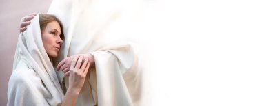 Kutsal aziz kutsal ilahi ışığı, parlak atkıyı, sevimli genç kadın yüzünü kutsa. Kral kurtarıcıya güven. Saadet, ruh, rüya, neşe, kutsal evlilik, lütuf, hayat, baba kolu.