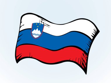 Kapalı eski kırmızı mavi renkli antika arazi şehir özgürlük savaş günü ipek dalgası rüzgarı şekilli gökyüzü yazı uzayı. El çizimi çizimi web sanatı AB barış birimi logosu etiket tasarımı ögesi belirlendi