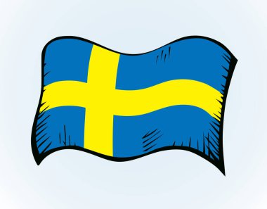 Kapalı eski mavi renk şerit örtü kara şehri gurur günü savaş birliği ipeği rüzgar dalgası dalga görüntüsü beyaz gökyüzü metin alanı. El çizimi web sanat filmi euro birim logosu etiket amblemi çerçevesi