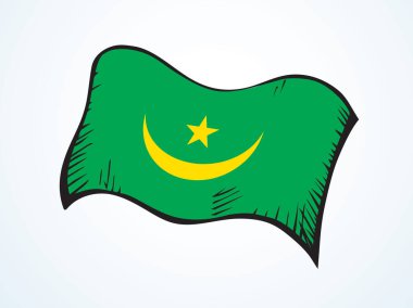 Kapalı eski yeşil renkli şerit kara şehri özgürlük savaş günü tekstil ipeği tekstil dalgası rüzgar şekli beyaz gökyüzü metin alanı. El çizimi sanat barışı Bay Spor logo etiketi çerçevesi seti